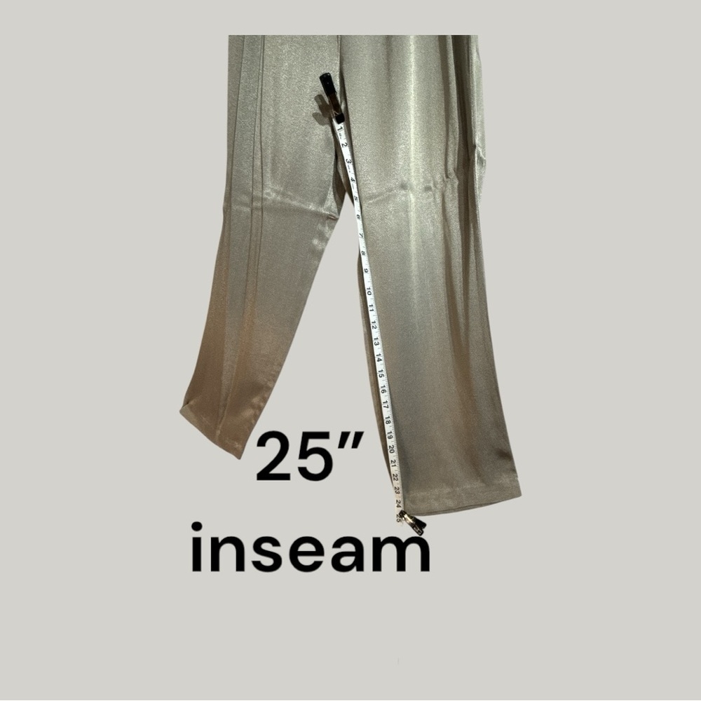 Vintage 2 PC Satin Feel Pants Suit Jacket Vest Combo Pewter Color Floral 10P - Picture 7 of 11